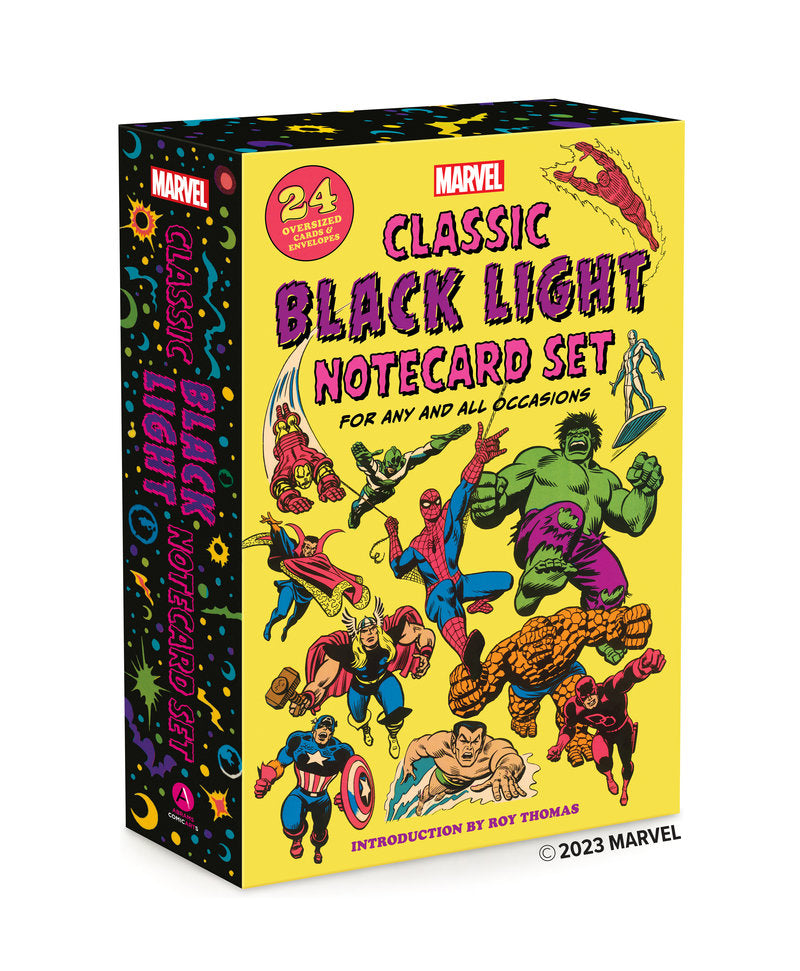 Marvel Classic Black Light Notecard Set - 24 Oversized Cards + Envelop ...