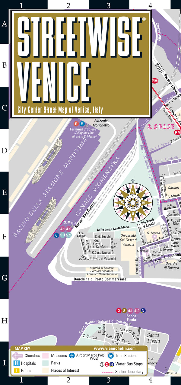 Streetwise Venice Map - Laminated City Center Street Map of Venice, Italy - City Plan (Folded)