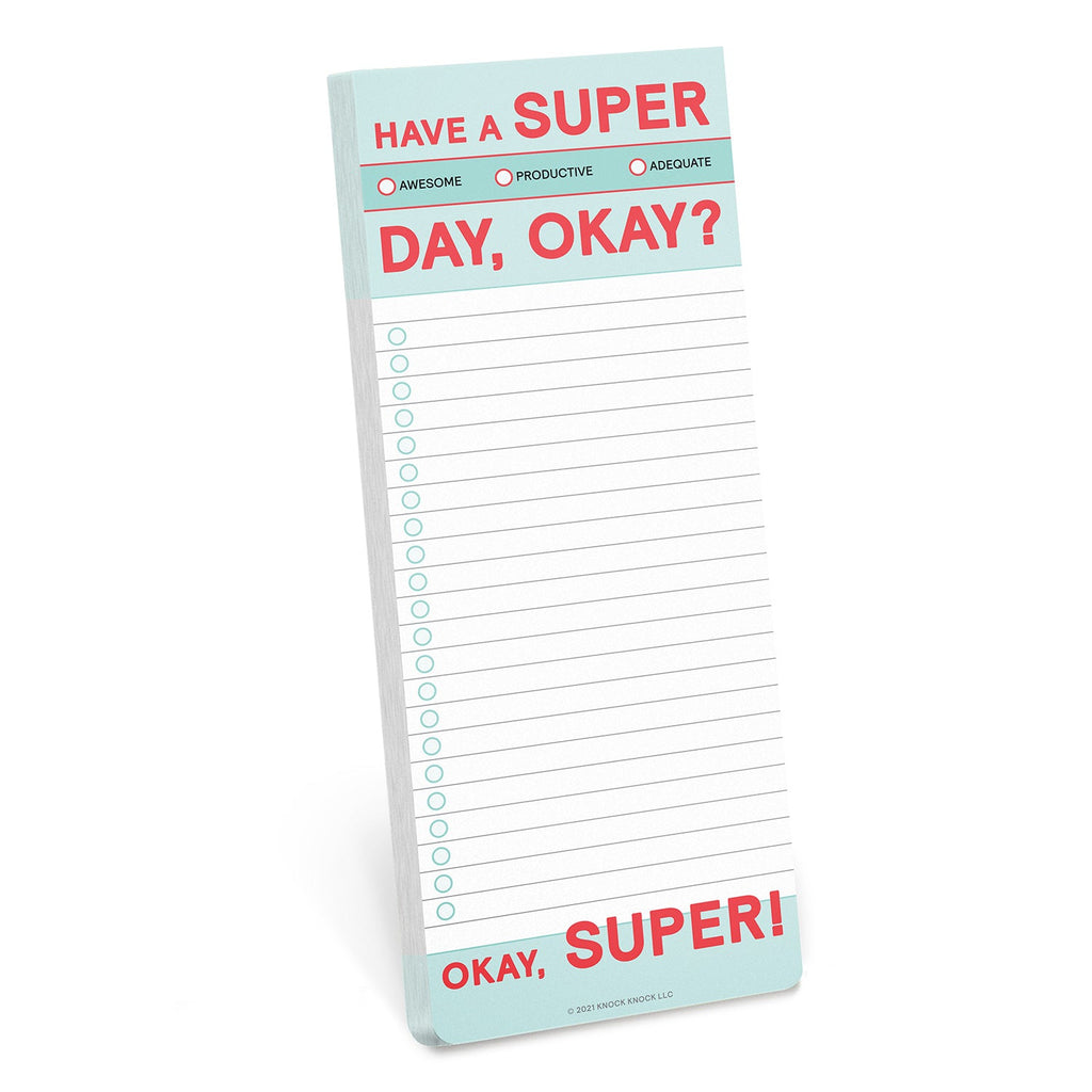 Knock Knock Have a Super Day Make-a-List Pads– Abrams & Chronicle Books