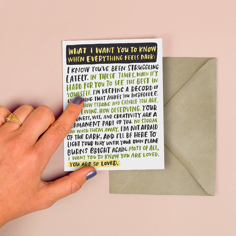 Em & Friends Everything Dark Empathy Card & Sympathy Card Blank Greeting Cards with Envelope by Em and Friends