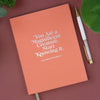 Front cover of coral Elizabeth Gilbert Magnificent Creature Journal with silver foil stamping