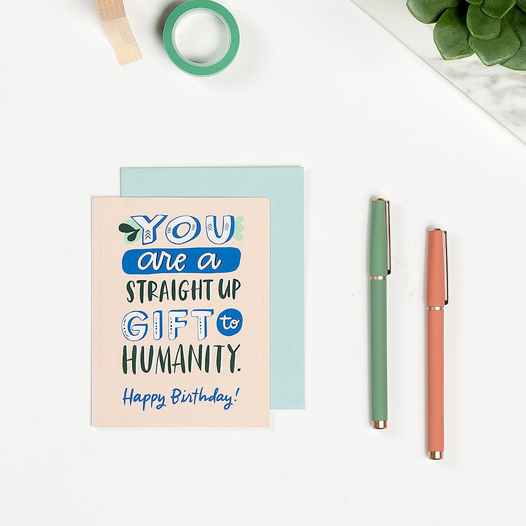 Em & Friends Gift to Humanity Birthday Sticker Card Blank Greeting Cards with Envelope by Em and Friends