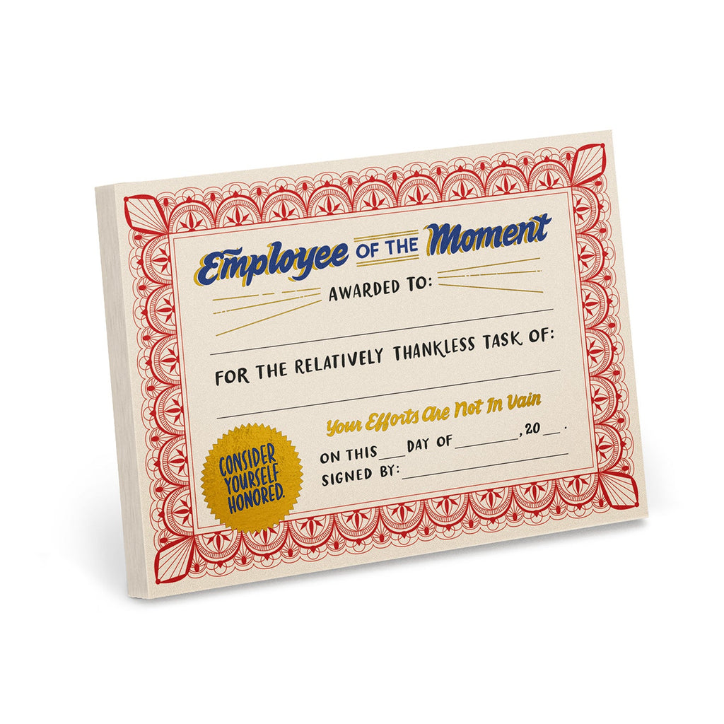 Em & Friends Employee of the Moment Certificate Pad (Refresh) Note Pads by Em and Friends, SKU 2-02847