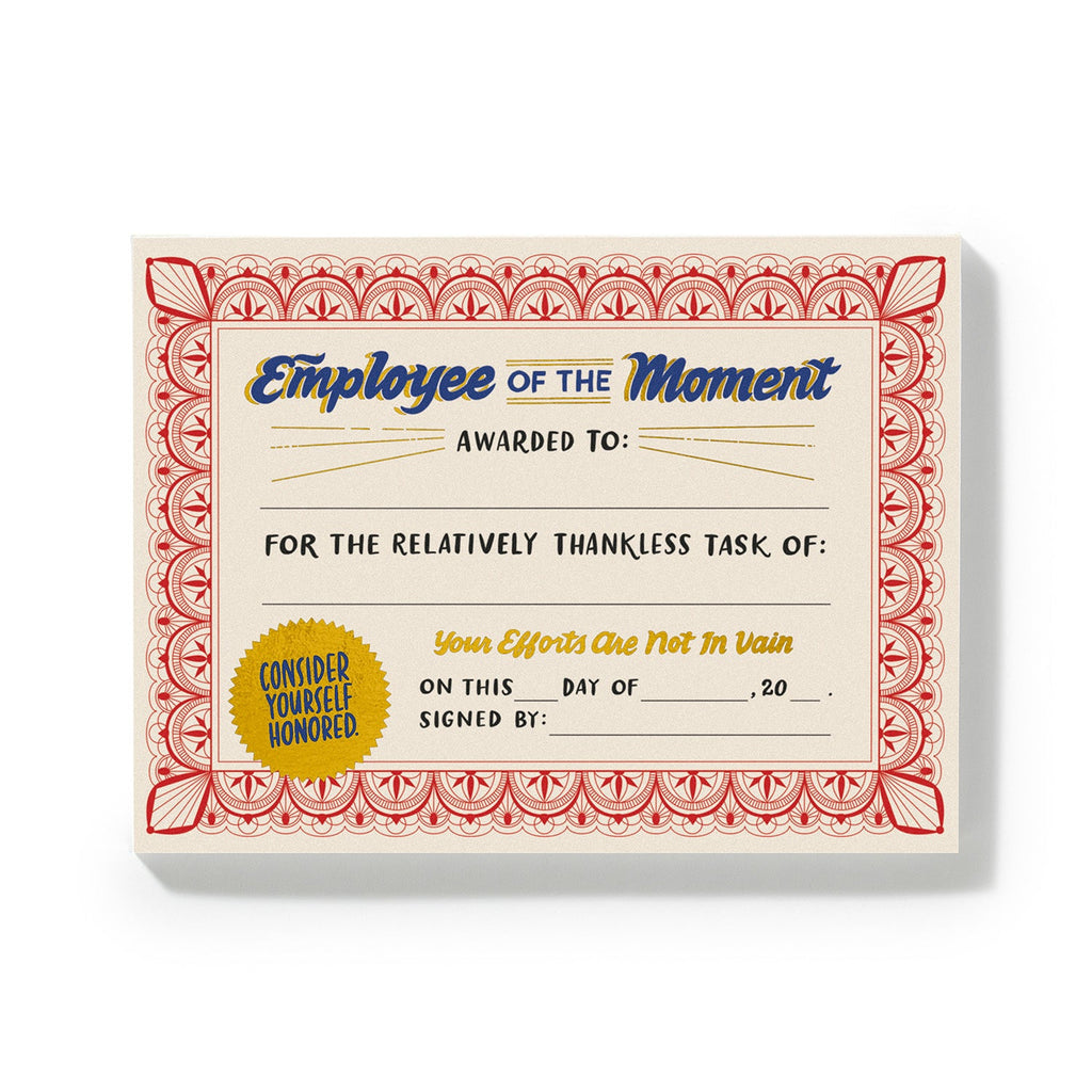 Em & Friends Employee of the Moment Certificate Pad (Refresh) Note Pads by Em and Friends