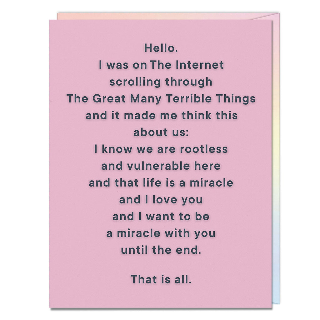 Em & Friends Life Is A Miracle And I Love You That Is All Card Blank Greeting Cards with Envelope by Em and Friends, SKU 2-02859
