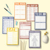 Knock Knock Pads (This Week Pad SKU 12208, All Out Of® Pad with Magnet (Red) SKU 12019, To Do Pad (Blue) SKU 12007, Pack This! Pad SKU 12031, Make a Decision Pad SKU 12217, What to Eat Pad (Yellow) SKU 12018, Paper Voodoo Pad SKU 12208)