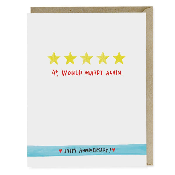 Em & Friends Five Stars Anniversary Card Blank Greeting Cards with Envelope by Em and Friends, SKU 2-02330