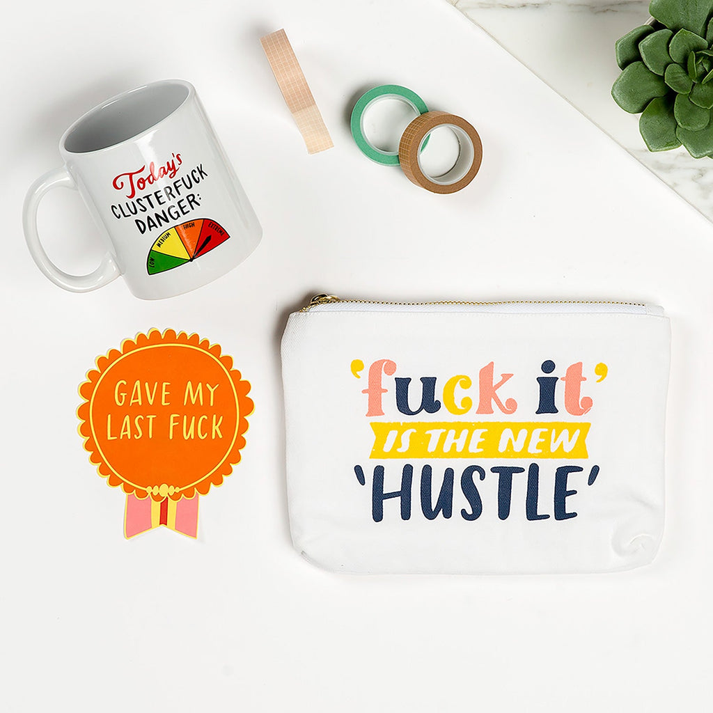 Em & Friends New Hustle Canvas Pouch Funny Canvas Pouch by Em and Friends